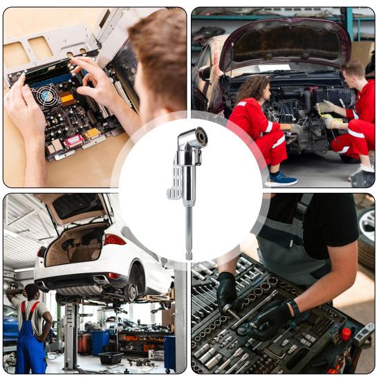 Угловой адаптер для электрической дрели, насадка для сверлильного станка с резьбой 105 градусов, 1/4, 3/8, 1/2 дюйма, с поворотным на 360 градусов комплектом торцевых ключей.