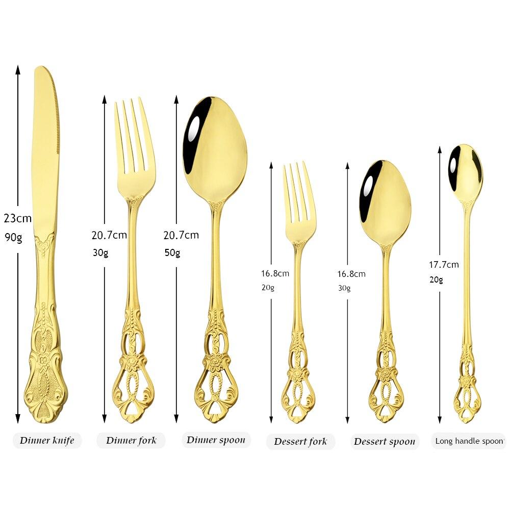 Royal Cutlery Silver Stainless Steel Sets Vintage Spoons Colorful Dinnerware Forks Kitchen Tableware Dinner Western Silverware