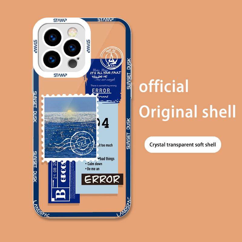 Apple 13/14 Прозрачный Ретро Иллюстрация и Apple 11 Literary Spliced XS Soft Shell Max Полное покрытие