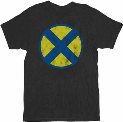 X-Men Потрепанный X-Логотип Черная Взрослая Футболка