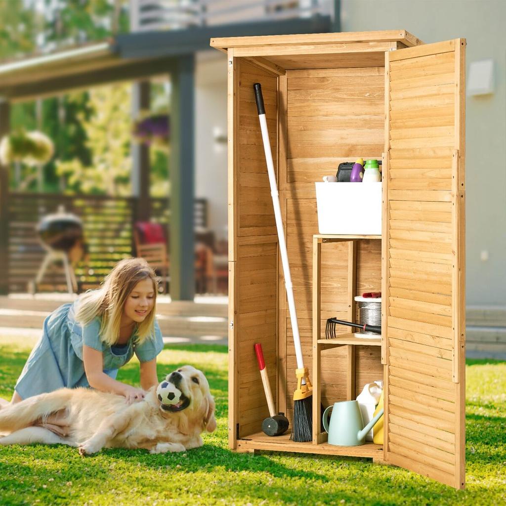 Outdoor Wooden Storage Shed Waterproof Garden Tool Shed 31.5x63.8 inch