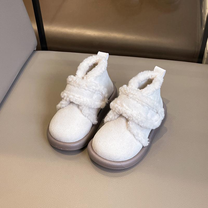 Детские высокие зимние ботинки на толстой подошве в стиле ретро, детская хлопковая обувь для девочек, толстые теплые плюшевые меховые повседневные ботинки, зимние новые