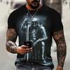 Vintage Printed Men's T-Shirt Trendy Big Size Knight Printed T-shirt For Men Classic Short Sleeve Templar Graphic Men's Clothing