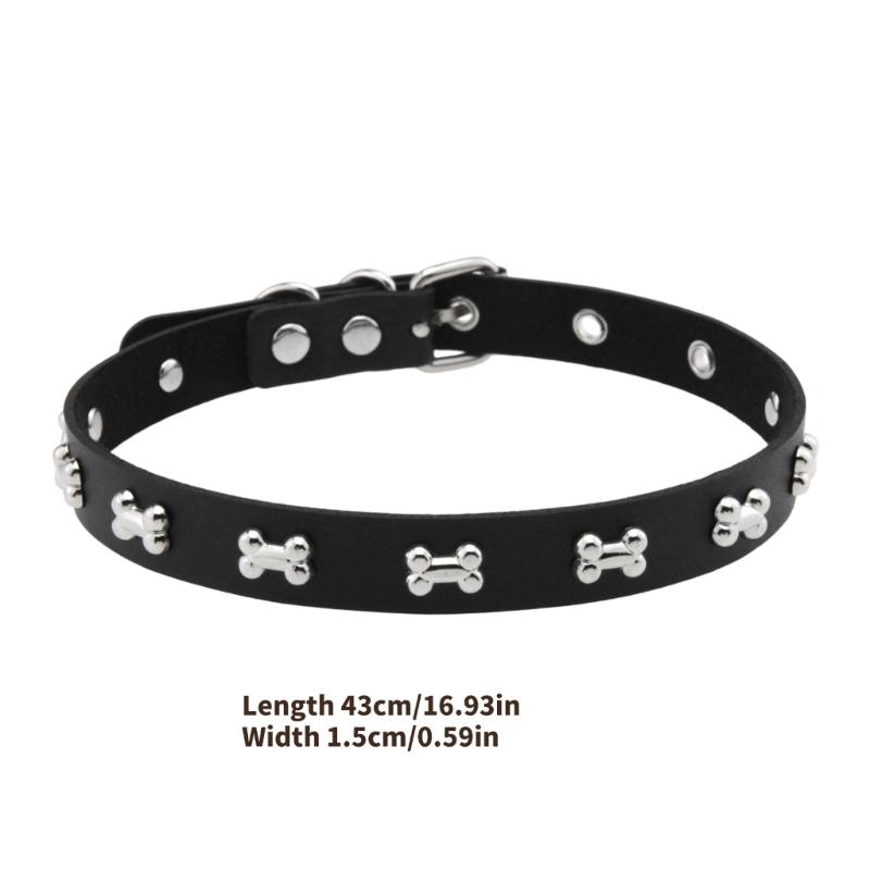 Панк Стиль Кожаные Чокеры Ожерелье С Подвеской В Виде Кости Регулируемая Застежка Для Дерзкой Уличной Моды