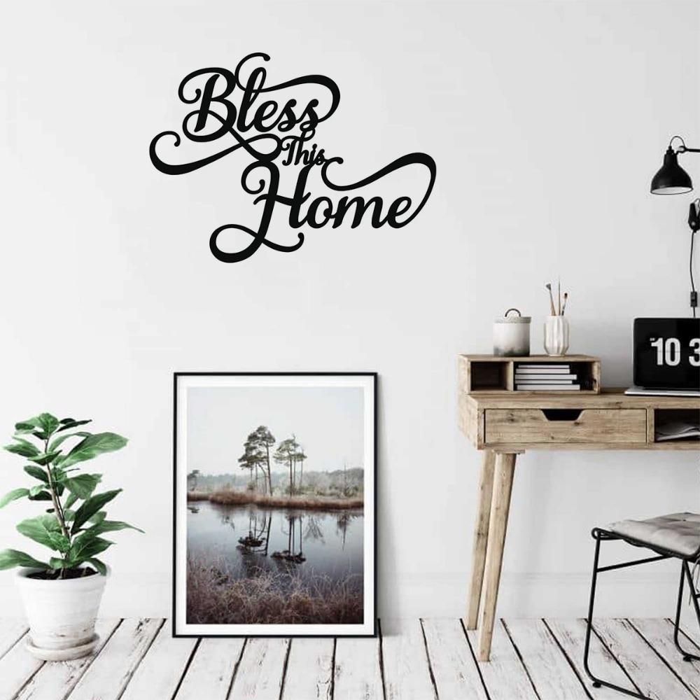 18”X13” Металлический настенный трафарет Bless This Home Decor - Элегантные знаки для украшения гостиной - Идеально подходит для добавления нотки благословения