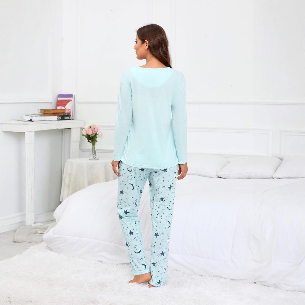 Женская модная повседневная пижама и домашняя одежда, костюм с длинными рукавами и брюками