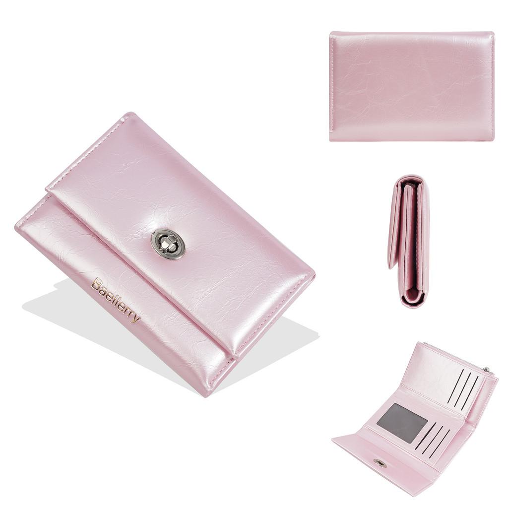 Pu Women Long Wallet With Three Fold Design And Solid Color For Casual Outings