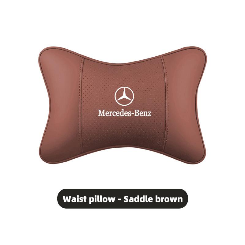 CRJ1 Car Leather Headrest Neck Pillow Waist Lumbar Support Cushion For Mercedes Benz AMG E S C A B Class GLE GLS CLA CLE GLC CLS GLA
