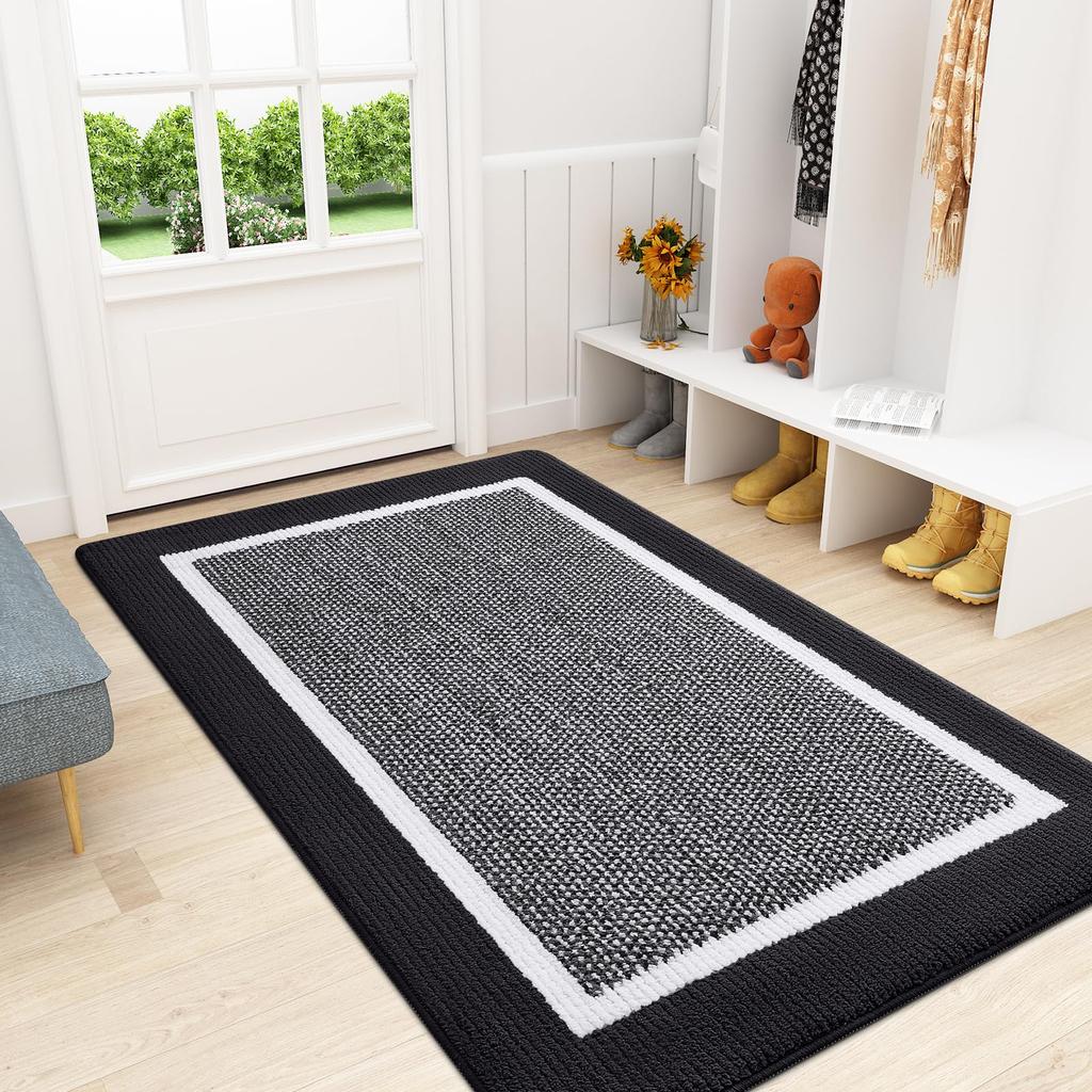 Olanly Durable Door Mat Family Anti-slip Carpet Floor Indoor Mat Absorbent Entrance Door Mats Dirt Resistant Easy to Clean Rug