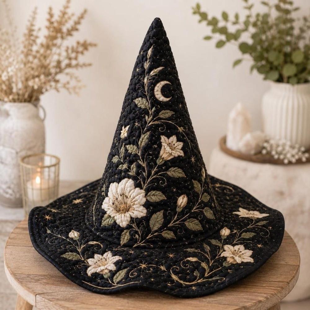 Wide Brim Halloween Witch Hat Vintage Party Hat Pointed Wizard Hat Cosplay Party
