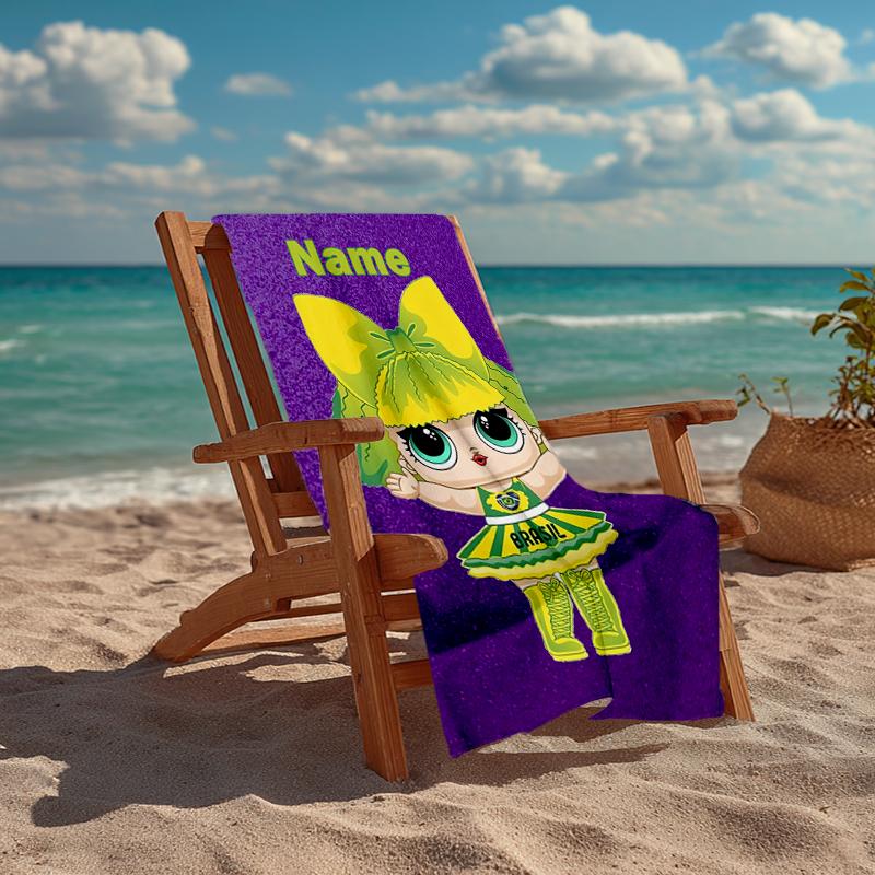 Custom Name Ultra-Soft Beach Towel with LOL Surprise Theme,Ideal for Pool - Camping, Diving - Perfect Travel Essential, Vibrant Beach Towel.