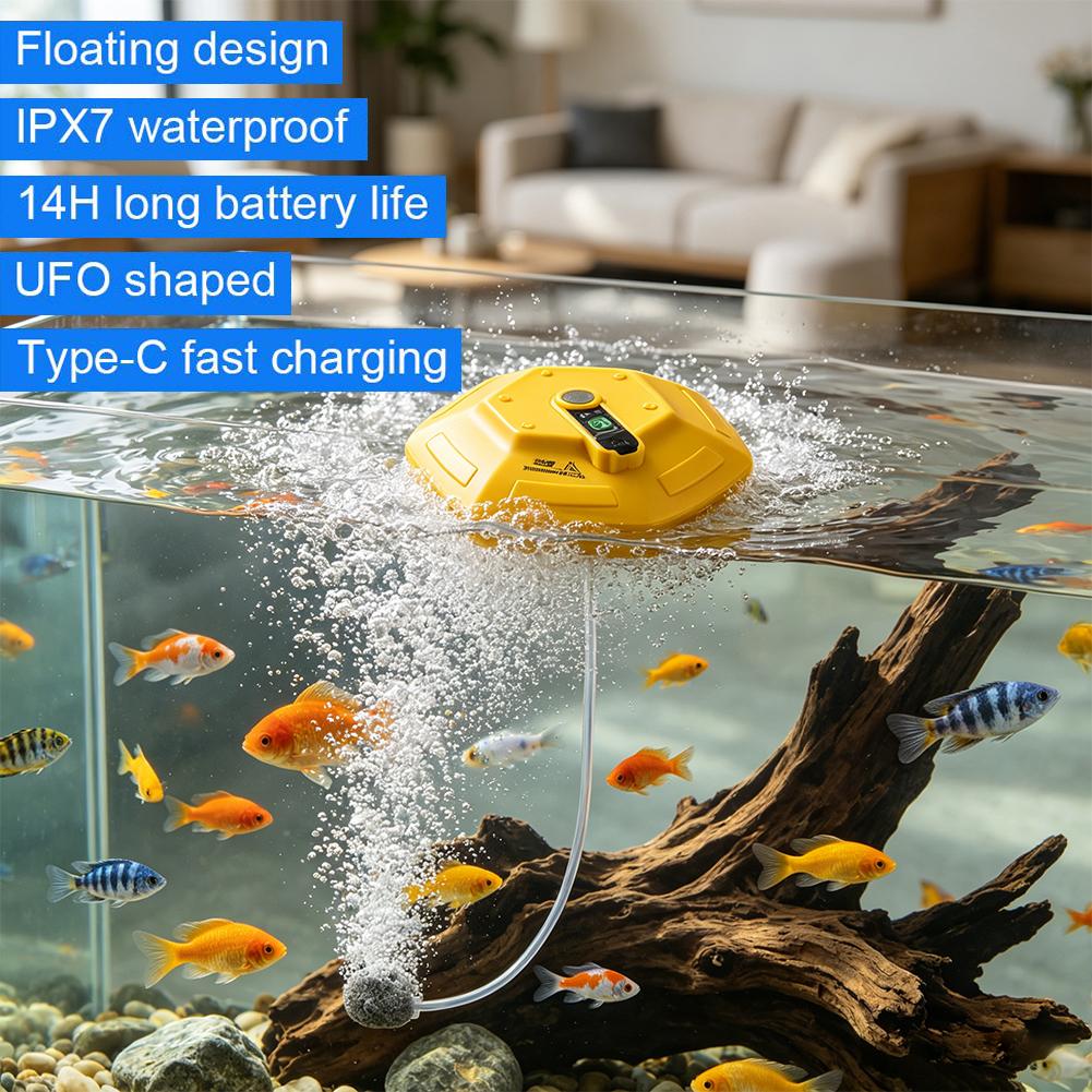 Floating Fishing Aerator Pump 14H Long Battery Life Quiet Smart Portable Oxygen Machine For Outdoor Live Fish Bait Bucket
