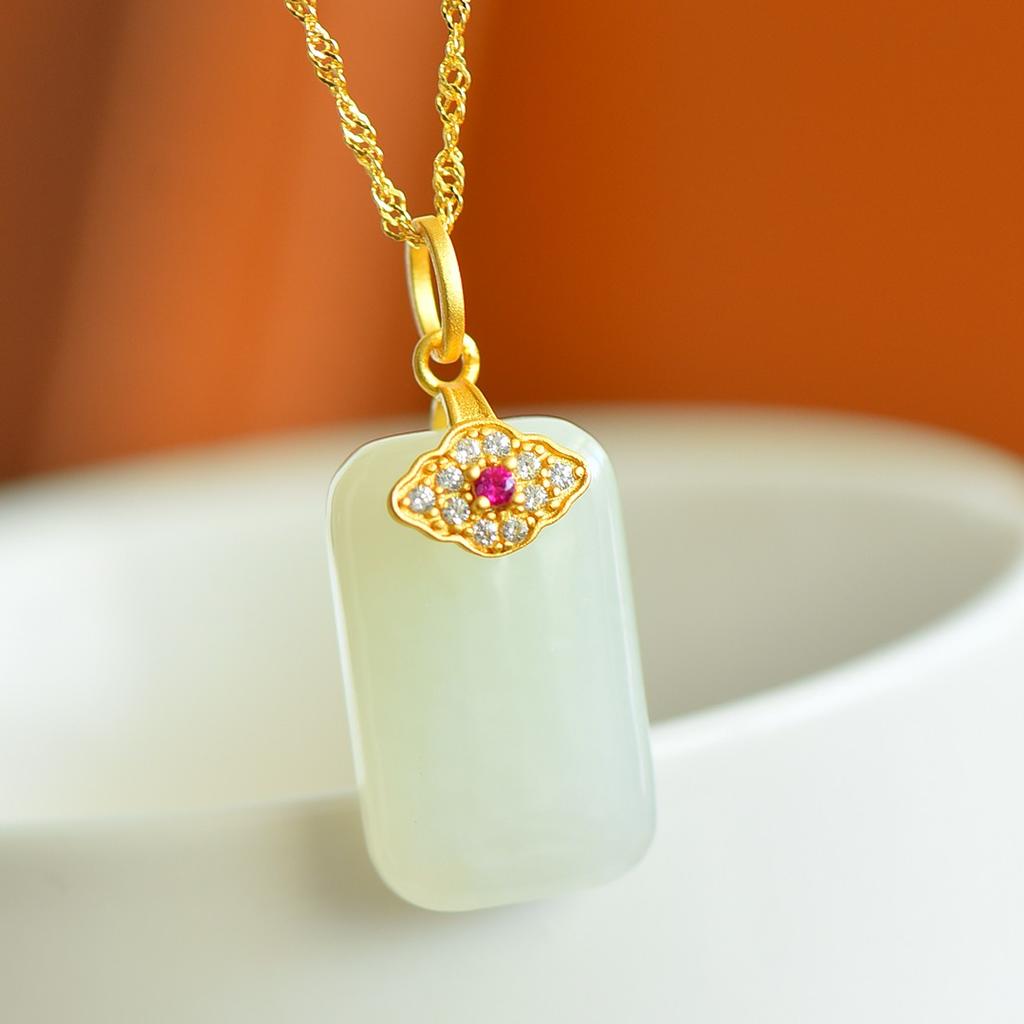 Hotan Jade S925 Silver Inlaid Pendant