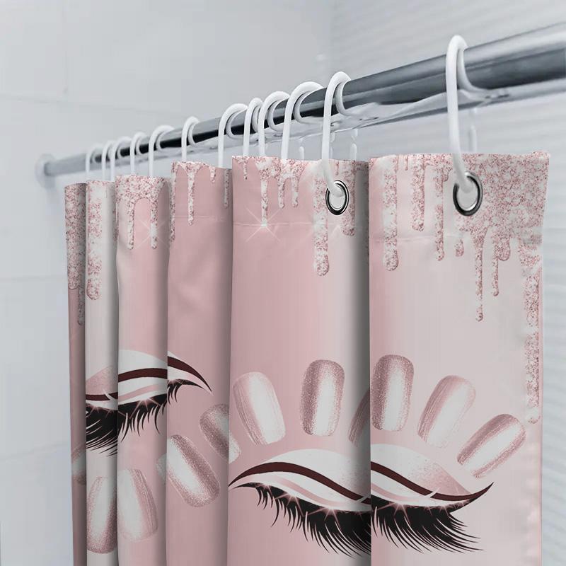 Luxury Pink Sparkling Shower Curtain Custom Name Printed Waterproof Bath Rug Cover Home Decor Bathroom Accessories