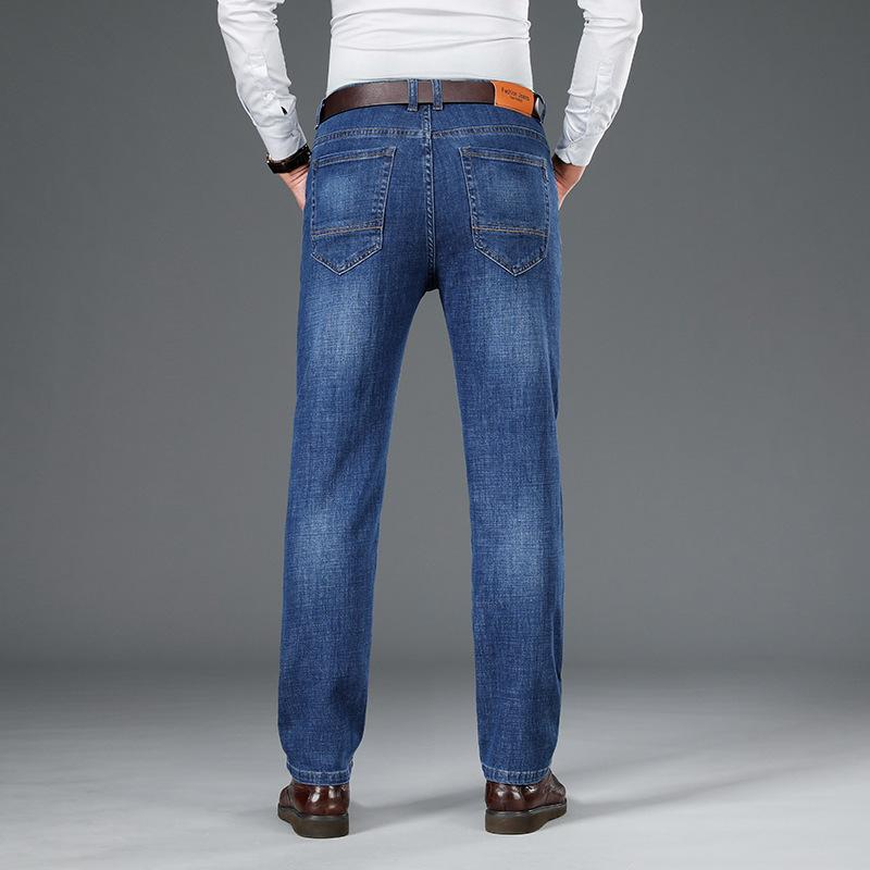 Jeans Men'S Autumn Cotton Elastic High Waisted Denim Pants Simple And Atmospheric Men'S Business