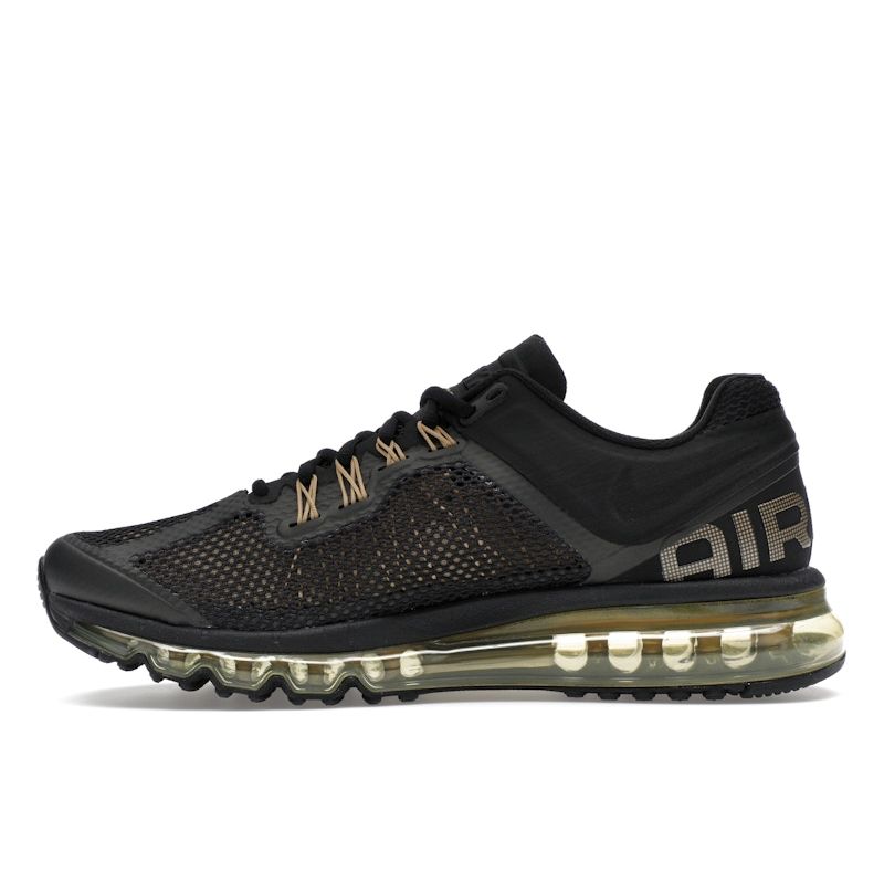 Nike Air Max 2013 Black Flat Gold Unisex Sneakers Metallic-Gold HQ1927-001