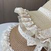 Ladies' Straw Hat Summer Lace Ribbon Sun Hat Sweet and Fashionable Beach Hat Summer Sun Protection Big Brimmed Cool Hat