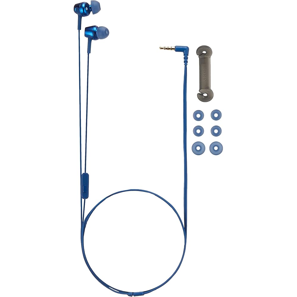 Sony MDR-EX255AP Earphones: In-ear type with remote control and microphone, Blue (MDR-EX255AP L)