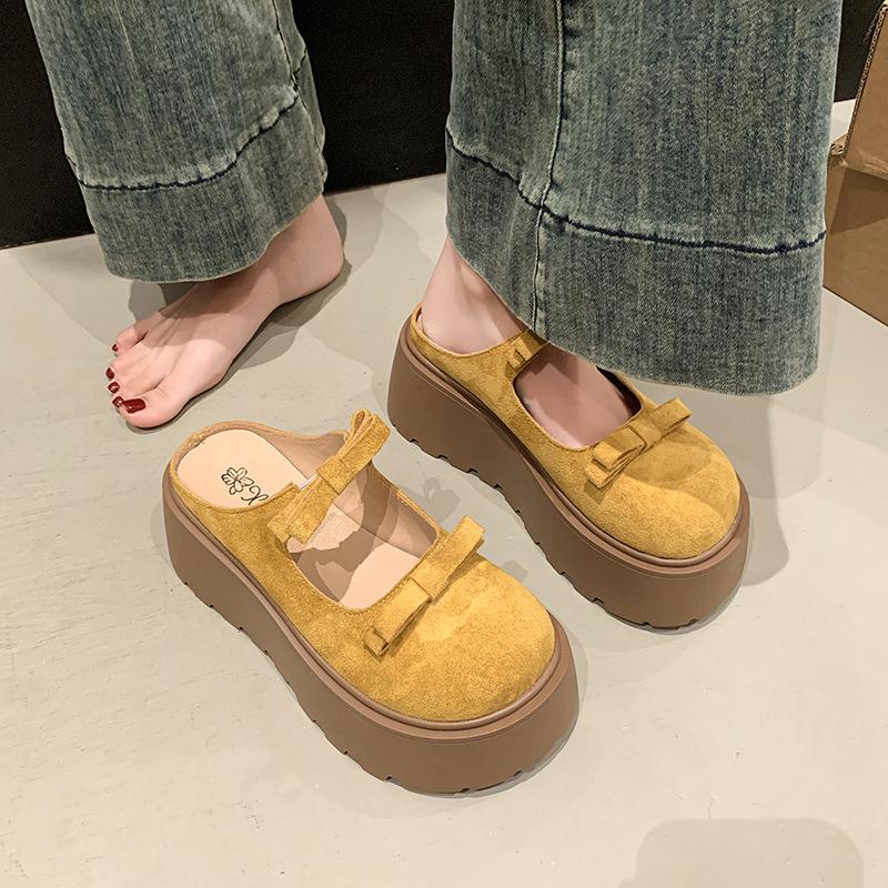 Сумка с толстой подошвой, полутапочки, женская верхняя одежда 2025 весна новый универсальный маффин, ленивый человек увеличивает рост