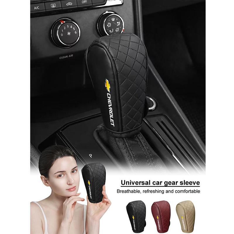 npvc6 Car Shift Handle Cover Leather Shift Knob Decor Protective For Chevrolet Onix Cruze Silverado Impala Equinox Malibu Tahoe Cobalt