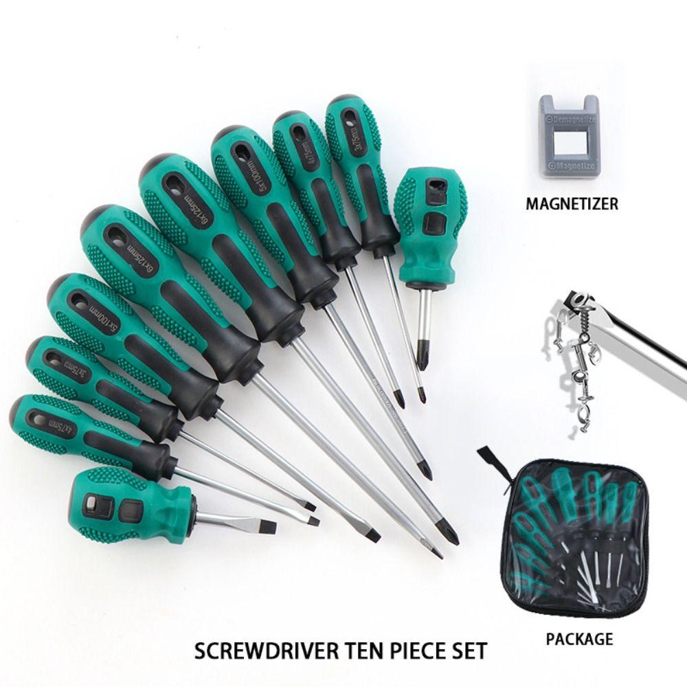 Multi-Function Manual Screwdriver Set 10-Piece Set Slotted Screwdriver Kit Household Maintenance