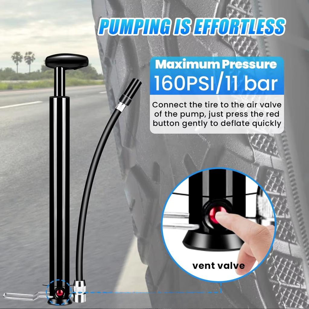 Mini Aluminum Bike Pump 100 PSI Hand Air Inflator For Cycling Frames Portable With Presta