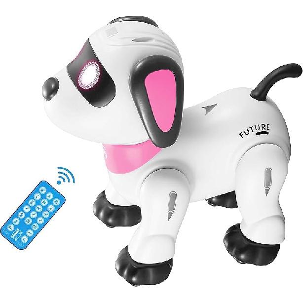 yiman Remote Control Robot Dog Toy – Programmable Smart Robot Dog for Kids 3+, Interactive Dancing & Sound, RC Stunt Robot Toys with LED Eyes,