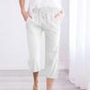 Fashion Women Fashion Casual Solid Color Drawstring Pocket Calf-Length Pants