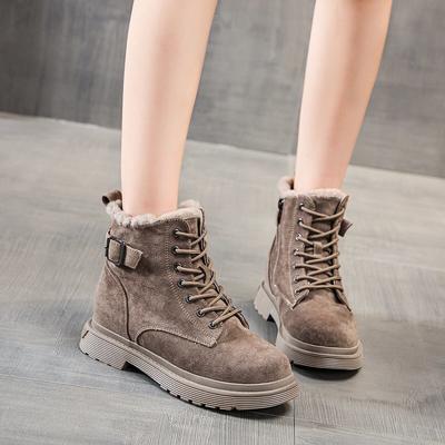 Толстые и низкие зимние сапоги, сохраняющие тепло, женские зимние сапоги, однотонные ботинки на платформе, спортивная обувь на низком каблуке, короткая трубка, новинка