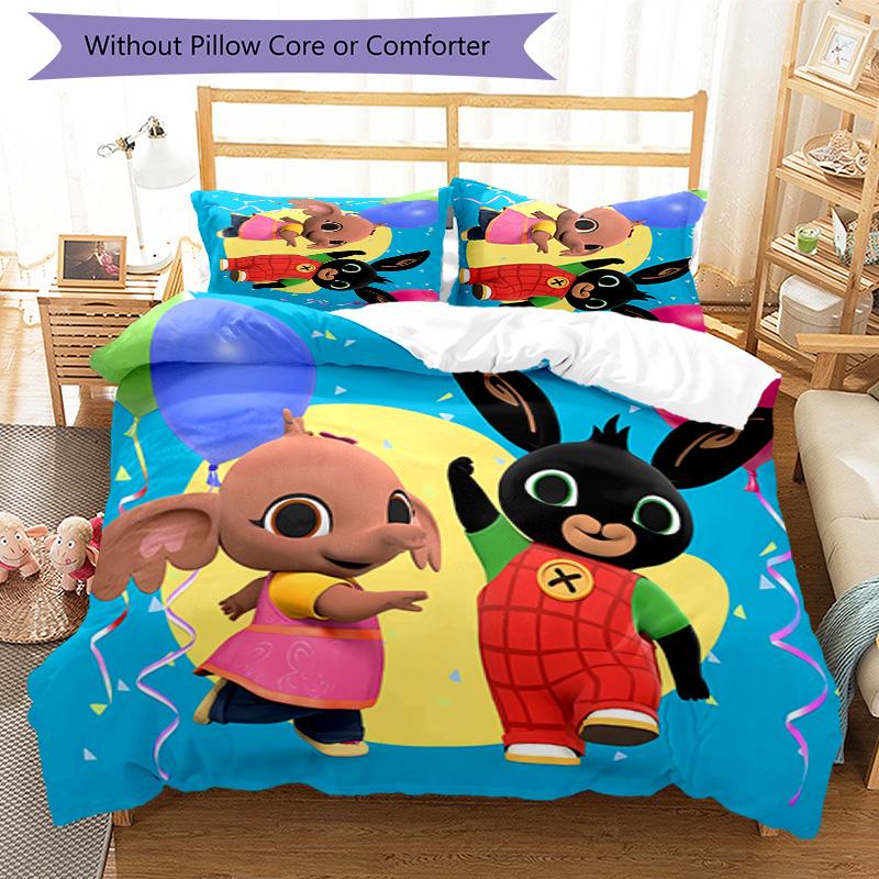 3pcs Bing pattern bedding set duvet cover set includes duvet cover &pillowcases,perfect all season bedroom decoration&gift