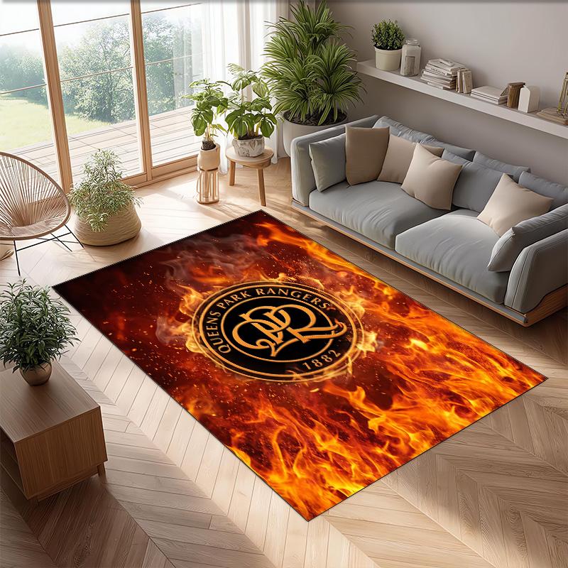 Queens Park Rangers Football Print Crystal Velvet Rug, Comfortable Water Absorbent Non Slip Indoor Floor Carpet