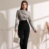 Autumn Women Long Sleeve Elastic Pure Color Going Out Tops Ruched Fashion Elegant Softy Slim Crop Top