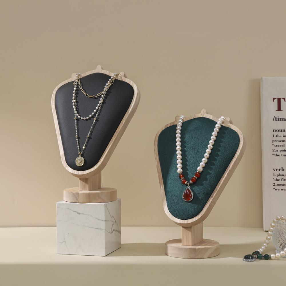 Mannequin Wooden Velvet Necklace Pendant Chain Jewelry Bust Neck Display Stand Holder Mannequin Necklace Pendant Window Display