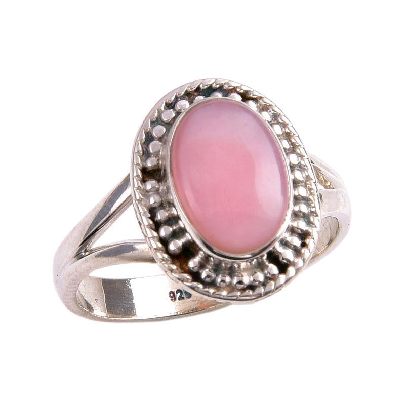 Natural Pink Opal Gemstone 925 Solid Sterling Silver Jewelry Ring Size 6.5 D2G78