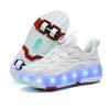 New Mesh Four-wheel Runaway Shoes Children's Luminous Charging Roller Skates Deformed Wheel Shoes