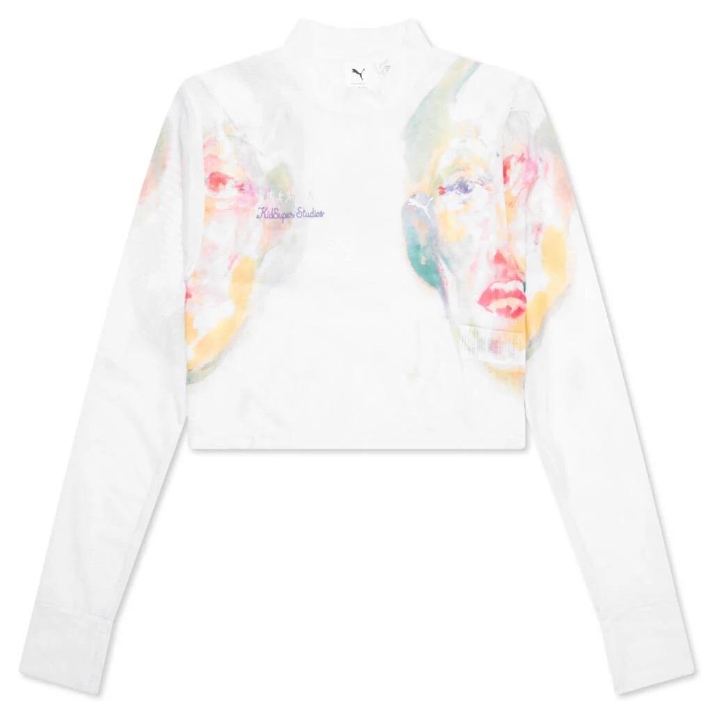 Puma X KidSuper Long-Sleeve Tee Sugared Almond Women Tops Multi-Color 625621-87