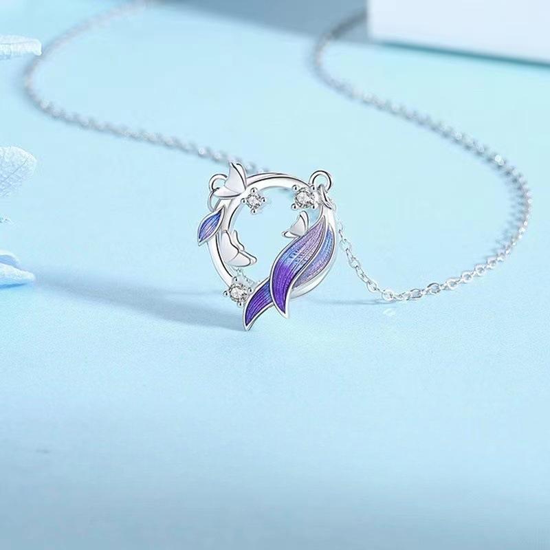 Ожерелье Butterfly Love Iris для женщин Niche Fresh Summer Collarbone Chain Fashion National Trend Style Round Garland Cuestion