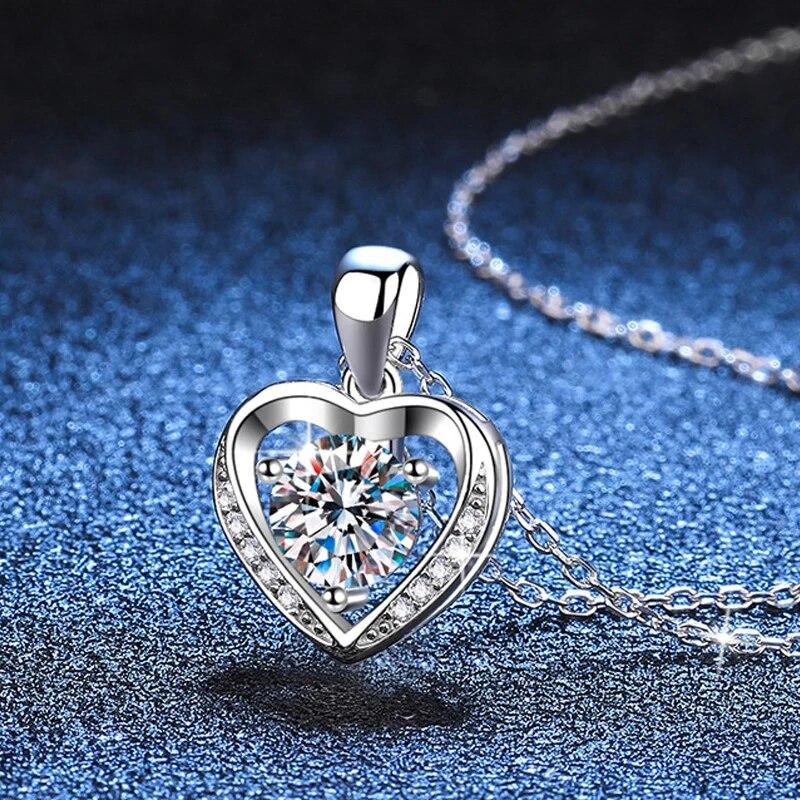 D цвет 1CT 6,5 мм пройти тест Vvs1 кулон из стерлингового серебра 925 пробы с муассанитом для женщин милое ожерелье в виде сердца Роскошные качественные ювелирные изделия