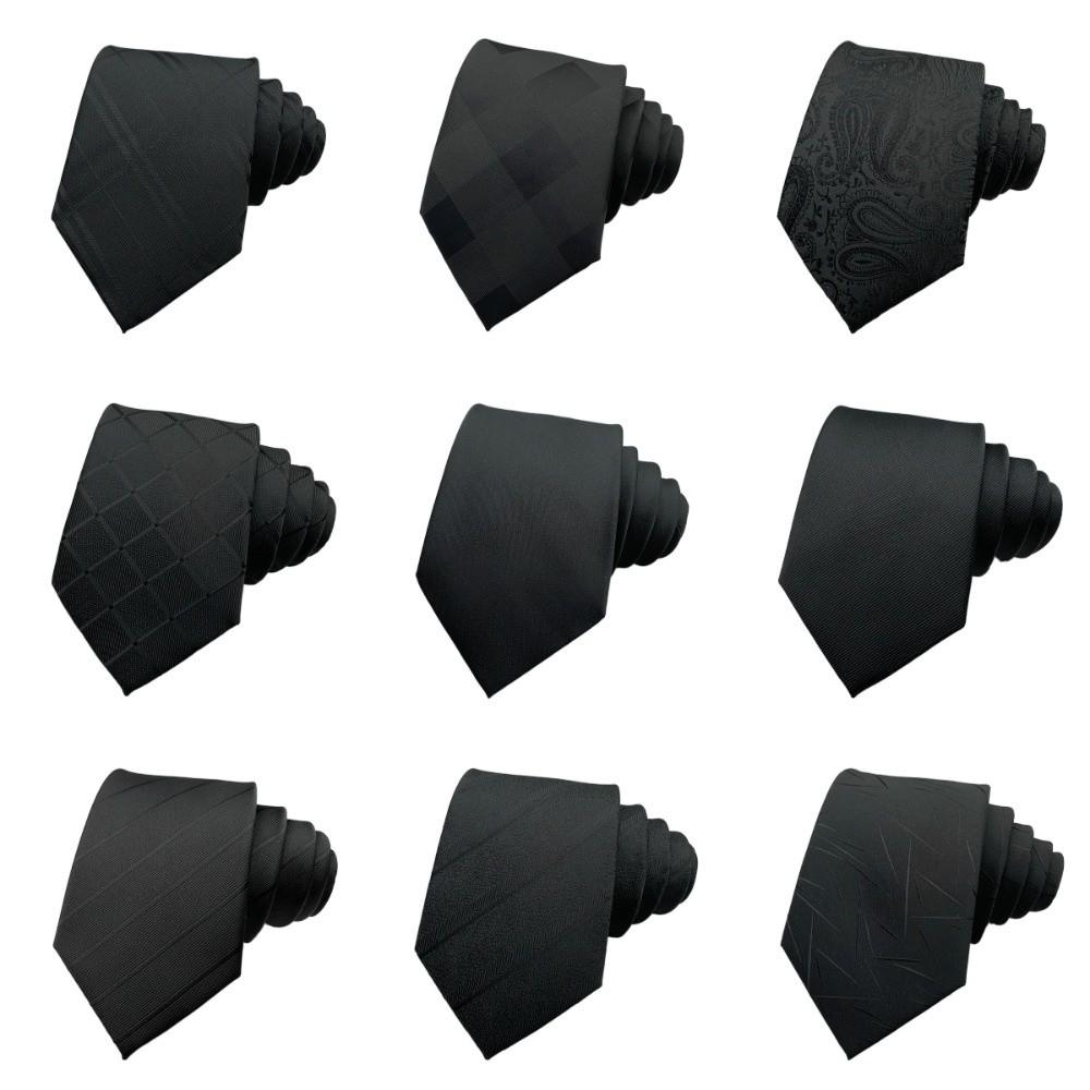 Однотонный мужской галстук Цветочный ретро-галстук Классический черный галстук Рубашка