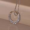 Shiny Zircon Crystal Circle 925 Sterling Silver Women's Pendant Necklaces Jewelry Gift