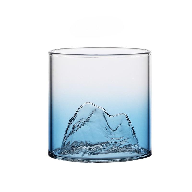 Стакан для виски Японский 3D Гора Вода Ледник Кружка Водка Бокал для вина Фудзи Художественное произведение Подарок Бутылка Горячее стекло Посуда для напитков