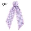 Front Door Wreath Bows Fall Scalloped Sash for Door, 55 Inch Plaid Gingham Autumn Wedding Ornament Thanksgiving Ribbon Harvest Yard Porch Doorway