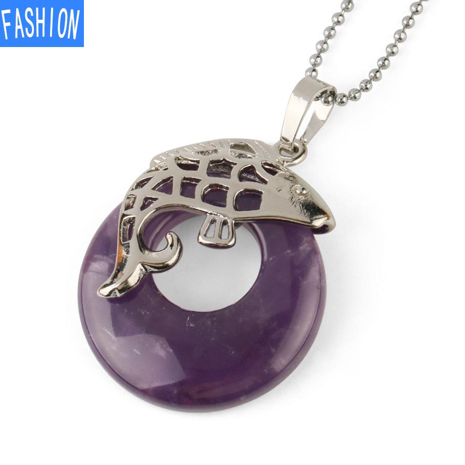 Творческий европейский и американский натуральный кристалл, ностальгическая безопасная пряжка с изображением кои, простое ожерелье с подвеской в ​​форме полой рыбы