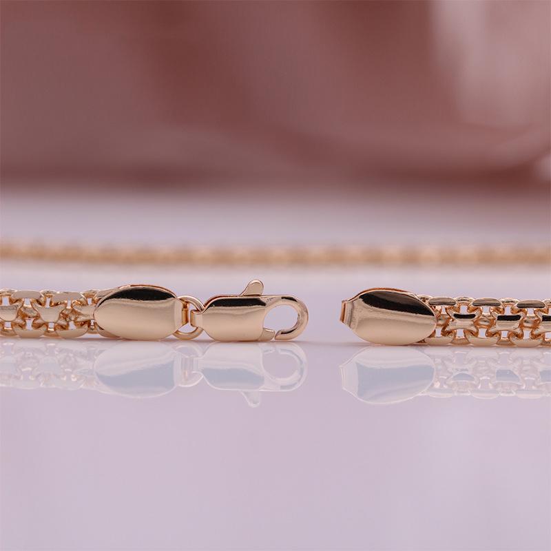 Медная цепочка-браслет цвета розового золота, ожерелье, итальянское ремесло, изысканная гладкая, удобная для ношения цепочка