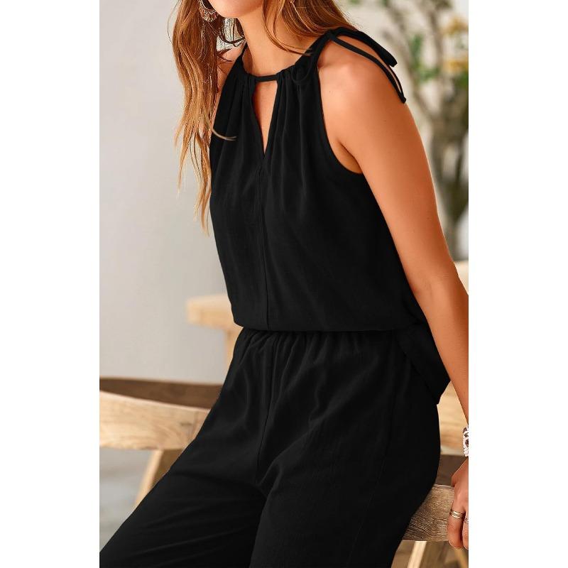 JKASHDK Женские модные повседневные летние весенние однотонные принтованные брюки без рукавов с круглым вырезом костюмы