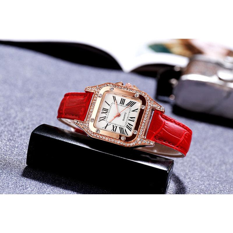 Легкие роскошные женские часы с римскими бриллиантами, модные подарочные кварцевые часы