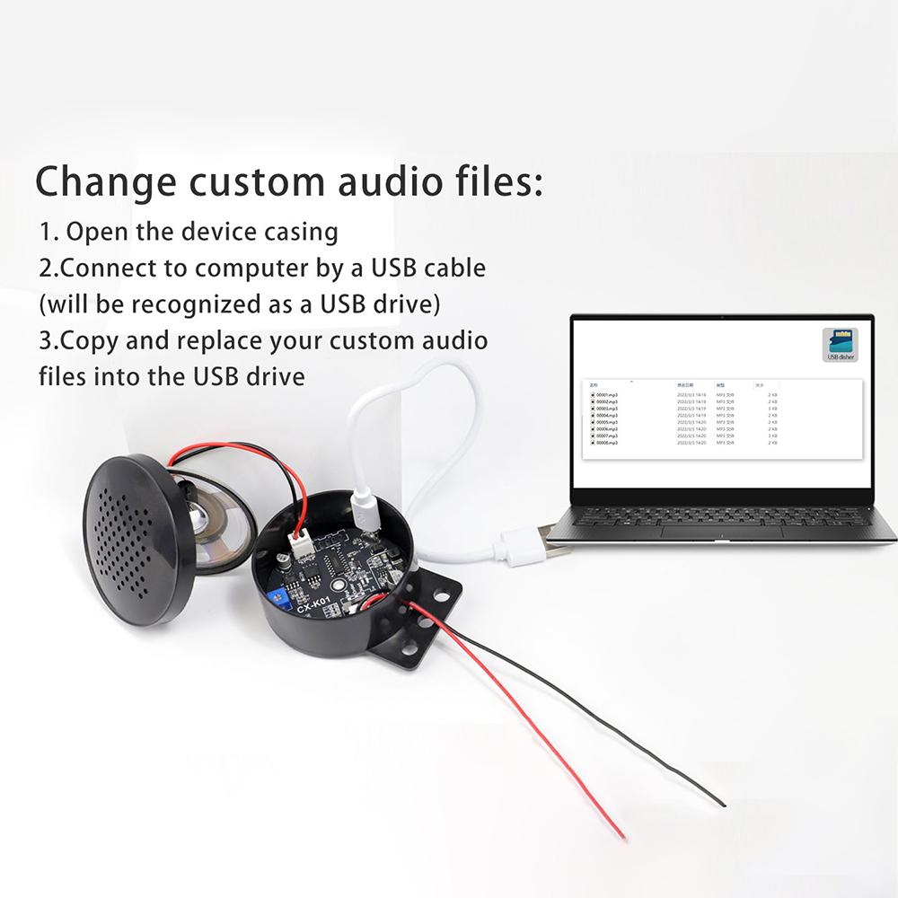 DIY 4M Voice Prompter MP3 Audio Playback Module 3W Waterproof Speaker Repeat/Single Play/Next Track 3 Modes Volume Knob DC/USB 4