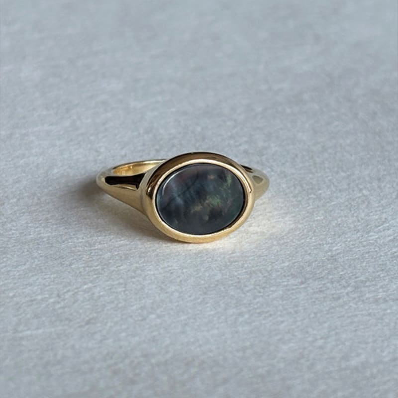 eveningbell [silver925] Ember pearl ring black mother-of-pearl