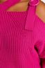Women's Plus Size Sweater Fuchsia Window Cut Out Detailed Knitwear Sweater