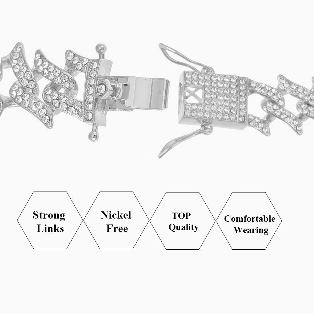 30 ''Hip Hop Rock Crystal Cuban Choker Necklaces For Women Iced Out Pink Rhinestone Chunky Thick Necklaces Luxury Shine Jewelry